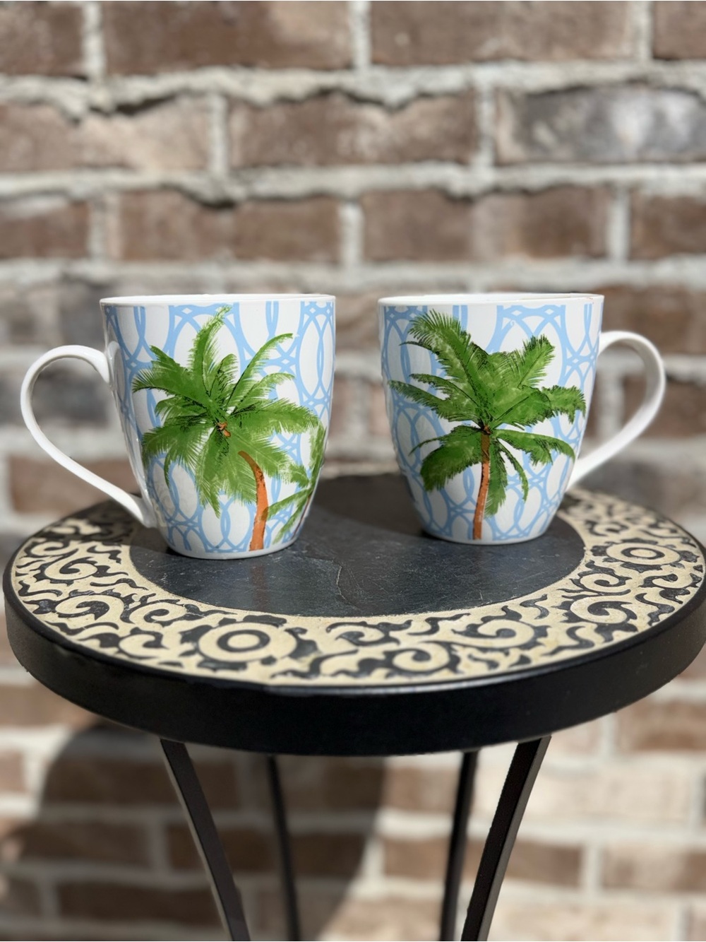 Pfaltzgraff everyday Palm Tree Ceramic Coffee Mugs - Set of 2 love and beach